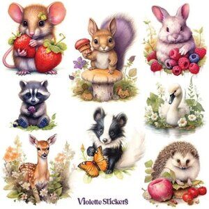 3 for $15 - Strawberry Mice & Forest Friend Stickers - 2 Sticker Sheets - NEW